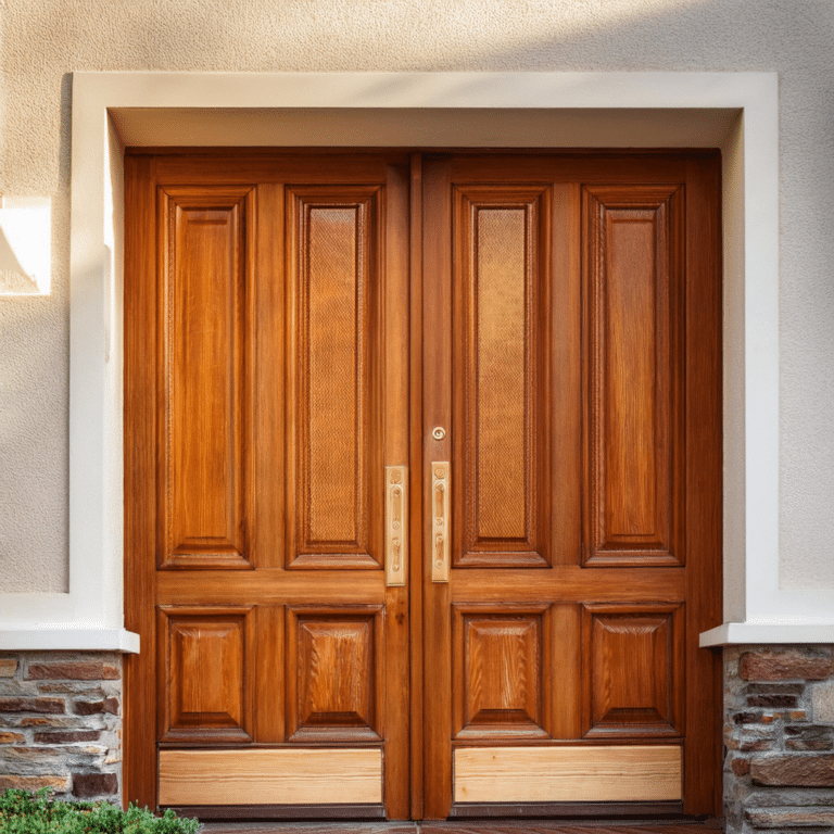 Beautiful wooden doors finished with a high-quality oil stain.